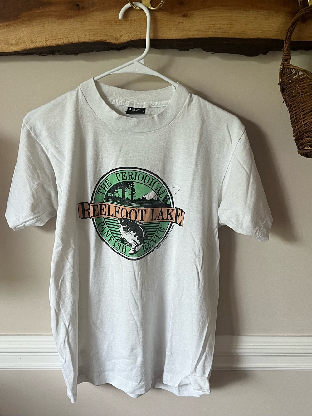 Vintage Reelfoot Lake Periodical Panfish Revue Fishing Tshirt 1987 M